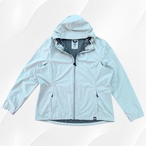 REI CO-OP Light Gray Hooded Zip Front Lightweight Rain Jacket ~ Women’s XXL